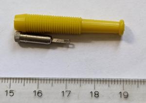 Miniatyr banankontakt labhylsa Hona rak 2mm Gul