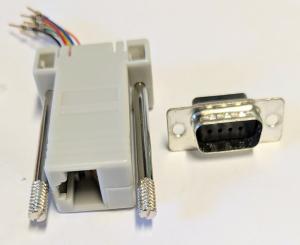 Adapter D-sub 9 pin, 8 stift , Han till RJ45 Hon Grå RS232