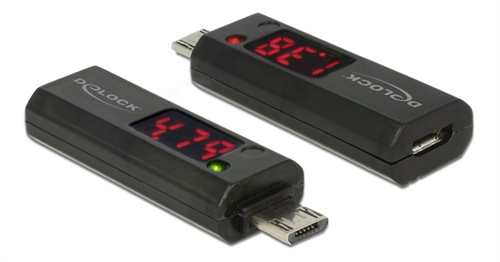 Ampere- och voltmätare för USB-enheter med LEDindikator