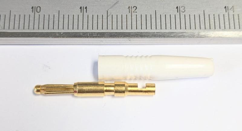 Miniatyr banankontakt labhylsa Han rak 2mm Vit