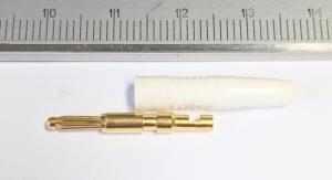 Miniatyr banankontakt labhylsa Han rak 2mm Vit