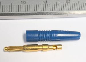 Miniatyr banankontakt labhylsa Han rak 2mm Blå