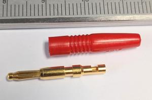 Miniatyr banankontakt labhylsa Han rak 2mm Röd