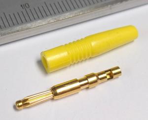 Miniatyr banankontakt labhylsa Han rak 2mm Gul