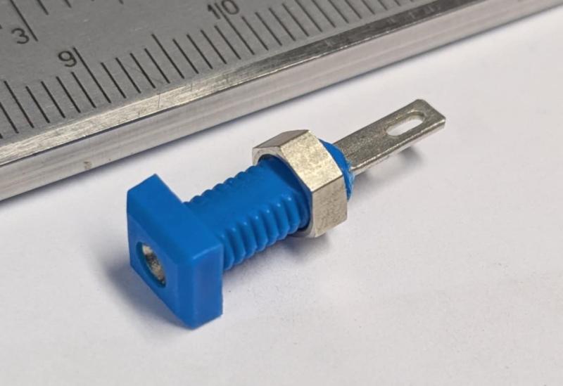 Miniatyr banankontakt labhylsa chassie  2mm Blå