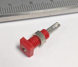Miniatyr banankontakt labhylsa chassie  2mm Röd