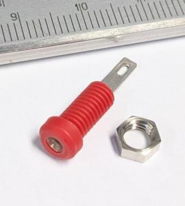 Miniatyr banankontakt labhylsa chassie  2mm Röd rund