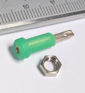 Miniatyr banankontakt labhylsa chassie  2mm Grön rund