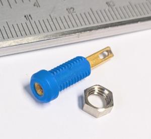 Miniatyr banankontakt labhylsa chassie  2mm Blå rund