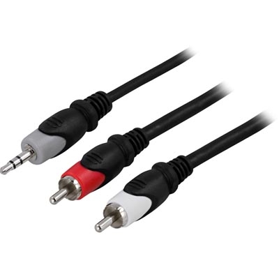 Ljudkabel 2 x RCA - 3,5mm. 1 Meter