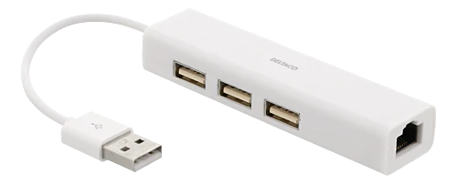 USB  2.0 till Nätverksuttag RJ45 med 3 x USB hubb
