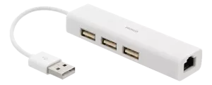 USB  2.0 till Nätverksuttag RJ45 med 3 x USB hubb