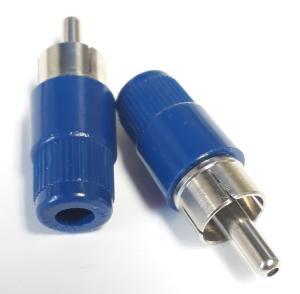 RCA för kabel, Han, Plast, Blå  NOS