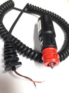 Cigplugg  12 - 24VDC  IF30 med spiralkabel och ut 5V DC i två kablar.