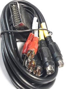 Scart till 4 RCA Han & 2 Minidin Han