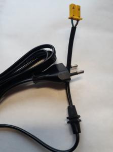 Nätkabel 1,5 Meter dragavlastning samt gul kontakt