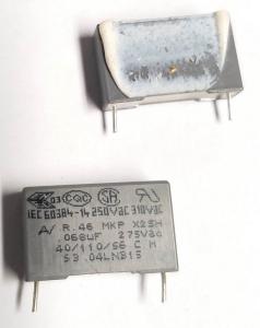 Kondensator 0,068uF 275Vac Polyester 