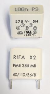 Kondensator 0,1uF 275V x 2 Polyester PME285MB Rifa