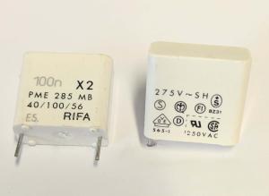 Kondensator 0,1uF 275V x 2 Polyester PME285MB Rifa