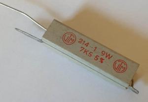 Motstånd trådlindat keramiskt fodral 7,5 Kohm 9W 5% 214--1