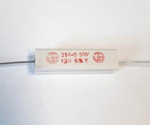 Motstånd trådlindat keramiskt fodral; 12 Ohm 9W 5%; VTM 214-0