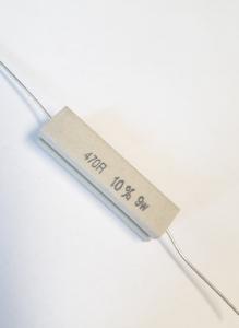 Motstånd trådlindat keramiskt fodral; 470 Ohm 9W 10%