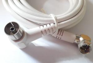 Antennkabel F kontakt vinklad till Antennkontakt Rak 2,2 Meter