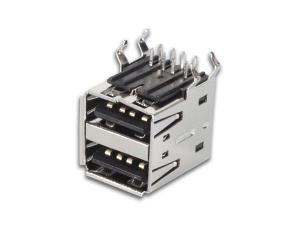 USB A x 2, Hon vinklad för chassiemontering PCB