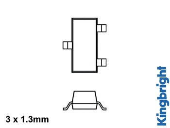 LED ytmonterad röd 1.3x3mm