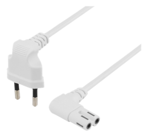 Vinklad ojordad apparatkabel, 3 Meter vit