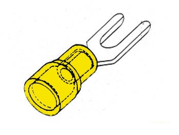 Kabelsko Gaffel 6.4mm, gul 10-pack