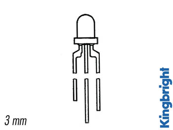 LED Röd / Grön 3mm, 3-ben