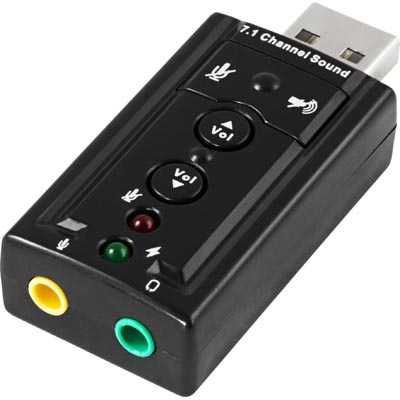 USB-Ljudkort anslutning för hörlurar och mikrofon