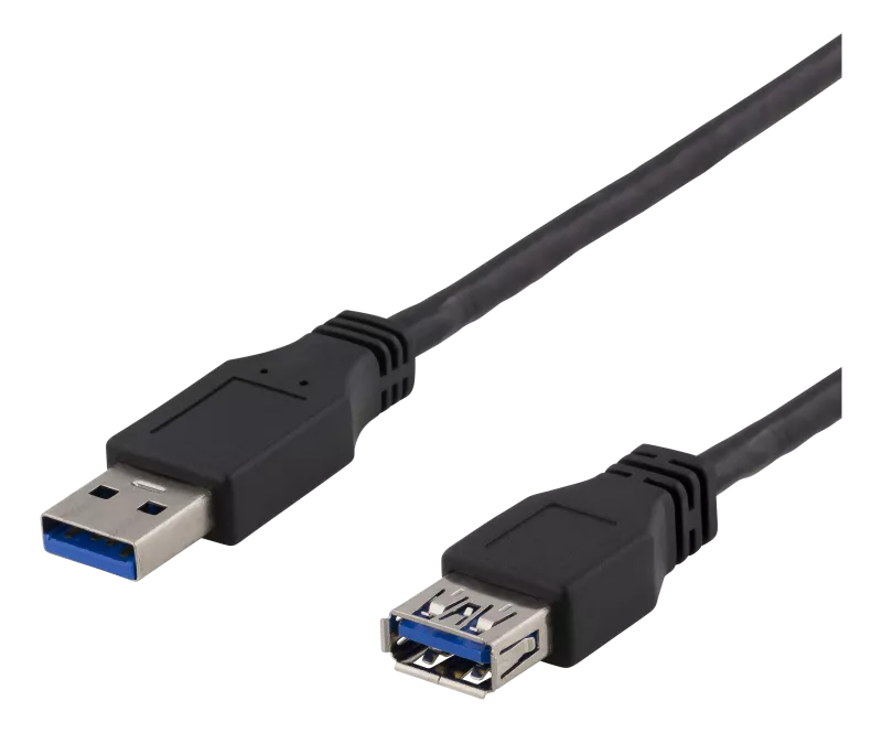 USB 3. 1 Gen1 Förlängningskabel, 1m, USB-A hane till USB-A hona, svart.m 