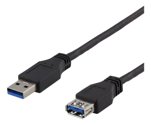 USB 3. 1 Gen1 Förlängningskabel, 1m, USB-A hane till USB-A hona, svart.m 