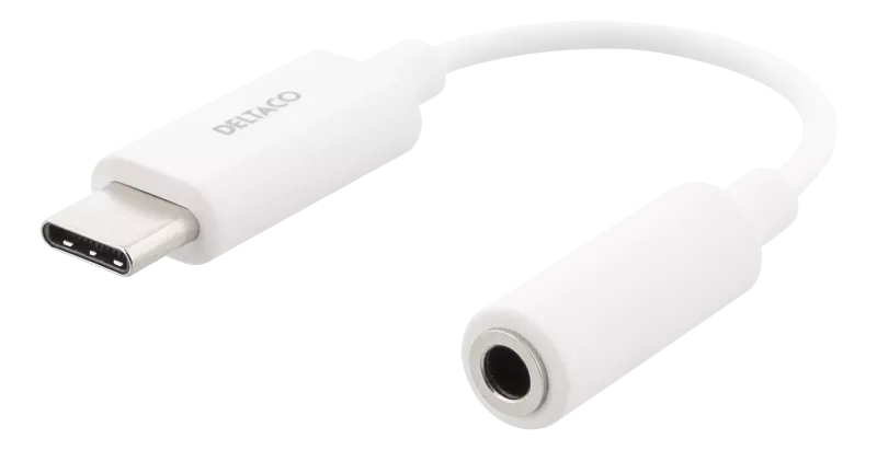 USB-C till 3,5 mm adapter, Stereo, Aktiv, 11 cm, vit