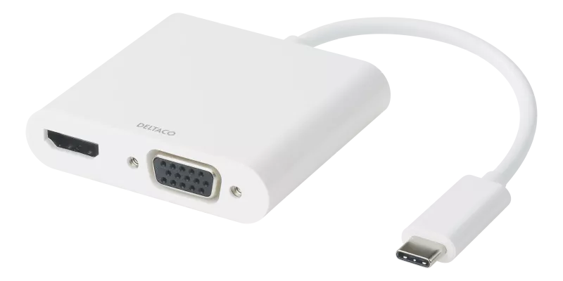 USB-C dockningsstation, HDMI/VGA/USB-C/3,5mm,