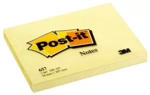 Notisar Post-it 657 100 blad gul 76x105mm