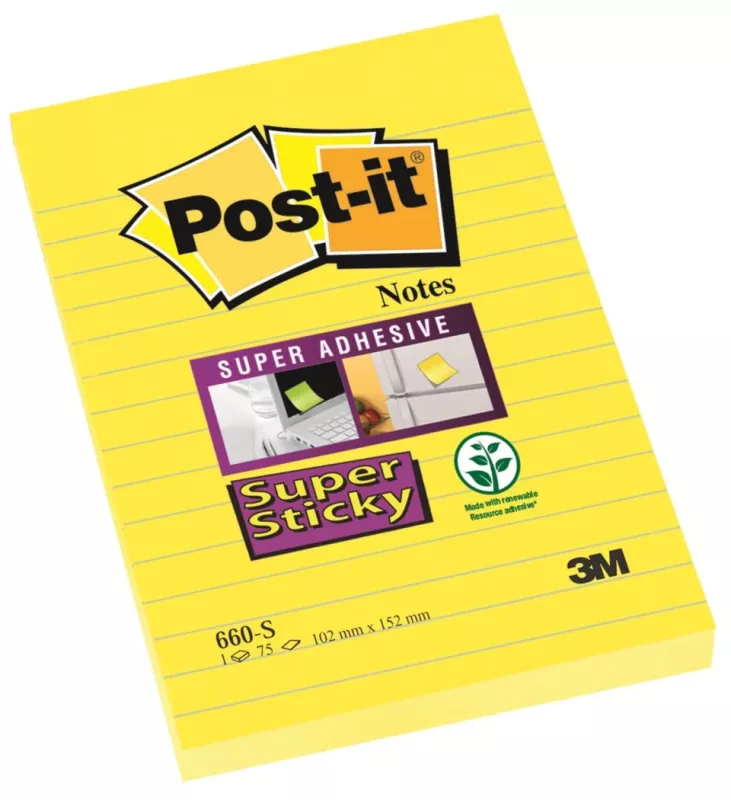 Notisar Post-it Super Sticky linjerat klargul 101x152mm