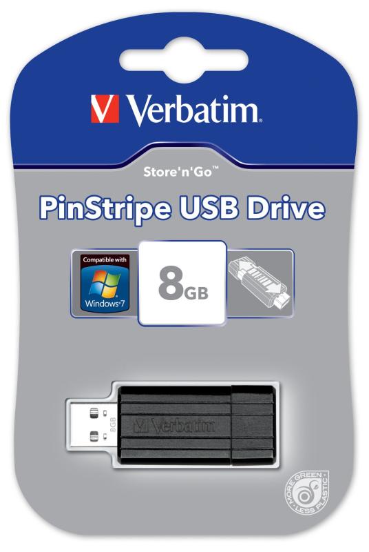 USB-Minne Verbatim PinStripe 8GB Svart