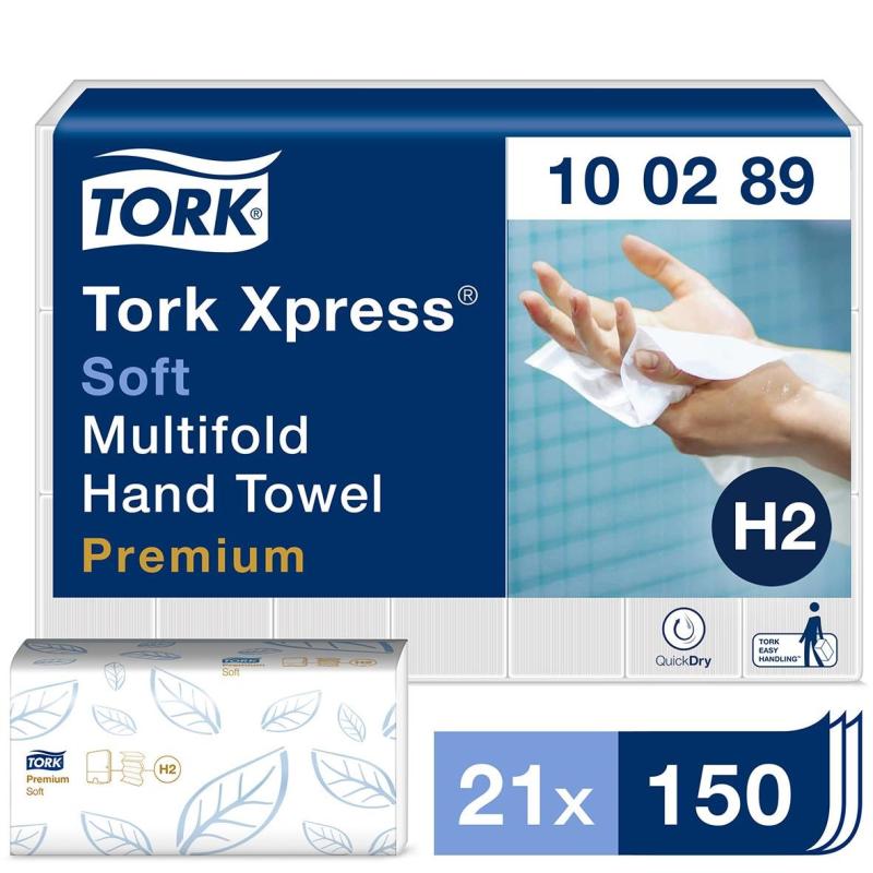 Pappershandduk Tork H2 Prem Soft 2-lg 210x260mm
