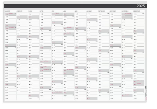 Almanacka Burde 5055 Väggblad Elegant 2025 980x680mm