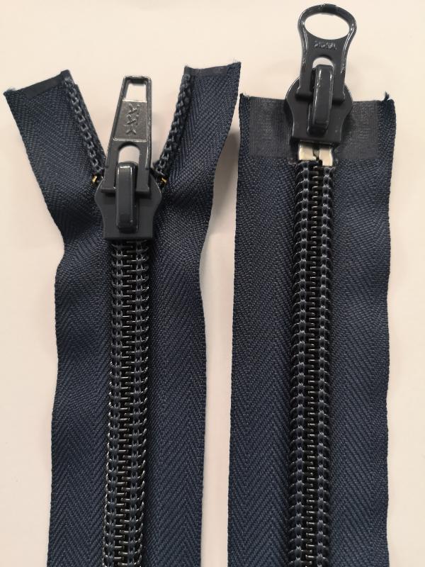 Blixtlås delbar spiral tvåvägs 70cm 10mm  marinblå