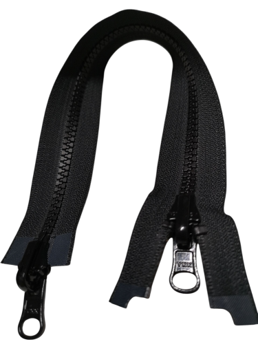 Extra kraftigt YKK tvåvägsvislon blixtlås, svart 8 mm – 30–120 cm