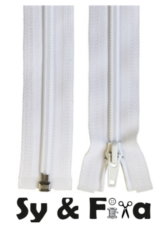 YKK Blixtlås Spiral Delbart 6mm Vit – 12cm till 500cm