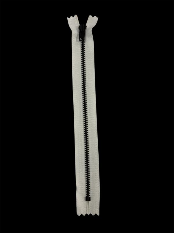 Metallblixtlås, 4 mm fast, YKK, 20 cm,f-kod: 501, (B) Vit