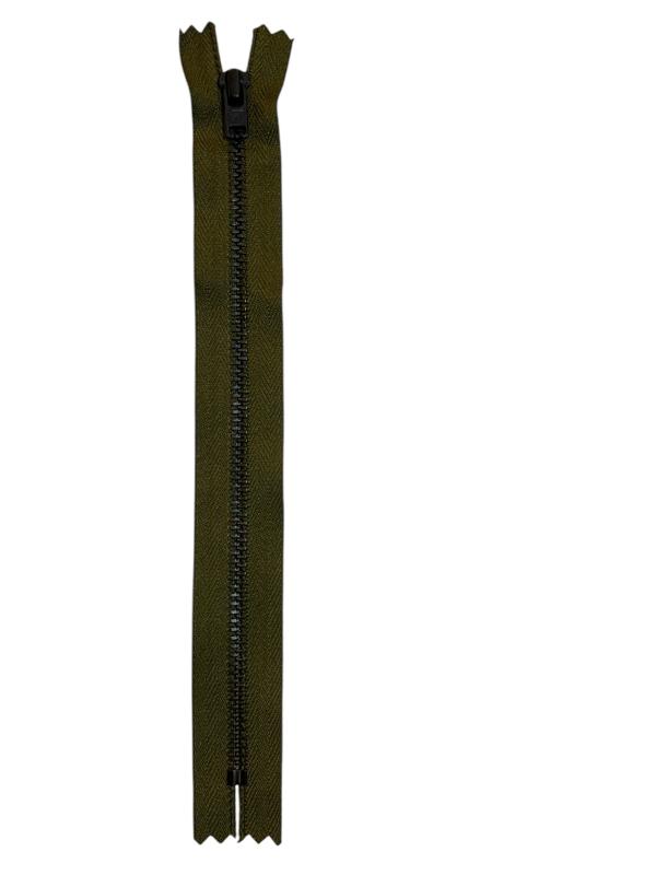 Metallblixtlås, 4 mm fast, YKK, 20 cm,f-kod: 305, (D) Armygrön