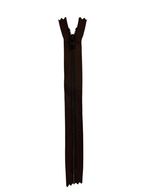 Metallblixtlås, 4 mm fast, YKK, 20 cm,f-kod: 570, (W) Mörkbrun