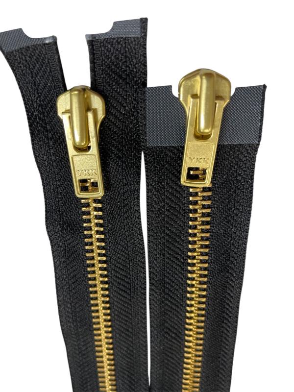 YKK Metallblixtlås 2-vägs Delbart – 6 mm, Svart/Guld