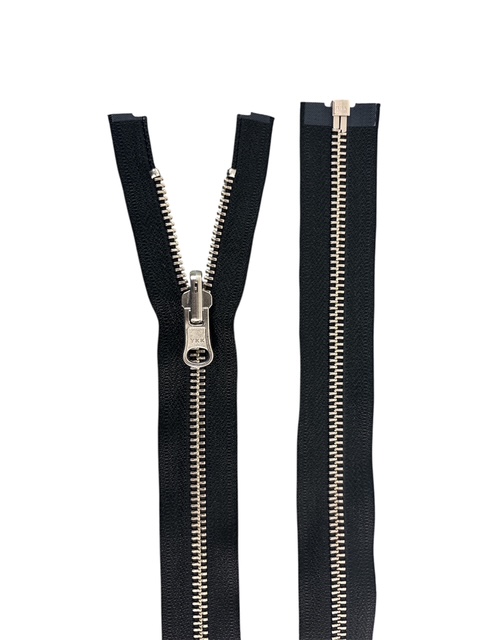 YKK Delbart Metallblixtlås 6mm Silver/Svart – Vändbar